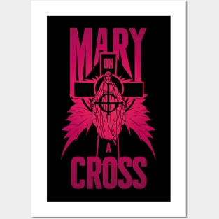 Mary on a cross- pink Posters and Art